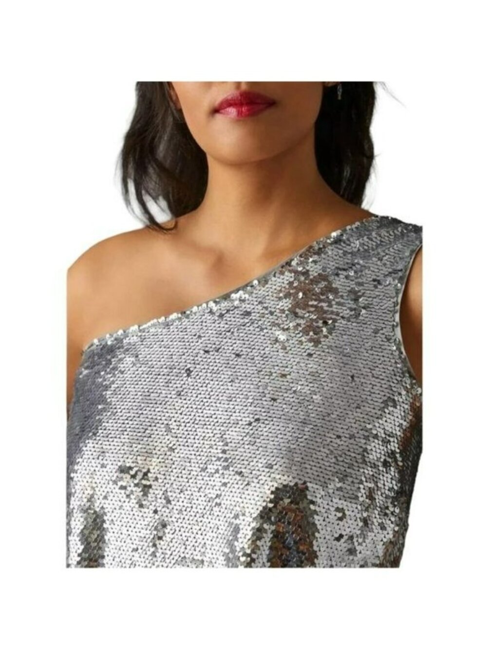 Anthropologie Maeve Small Sequins One Shoulder Maxi Evening Formal Dress NWT - Picture 4 of 11